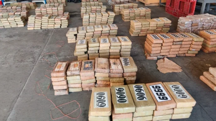 Tras realizarse las pruebas de campo, el cargamento dio positivo para alcaloide de cocaína, con un peso total de 906.950 kilogramos.
