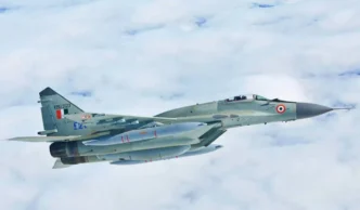 Avión de combate MiG-29 de la Fuerza Aérea de la India.